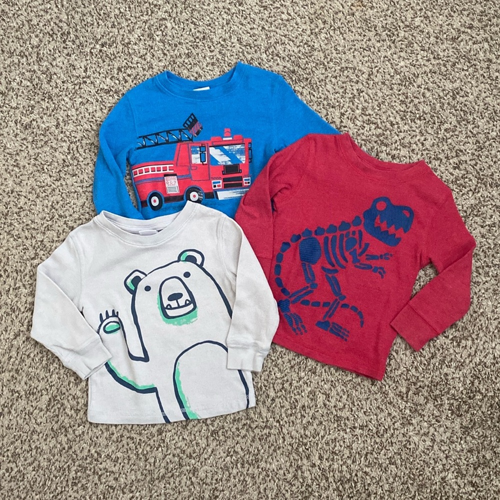 Bundle of Toddler Thermal Graphic Long Sleeve Tees